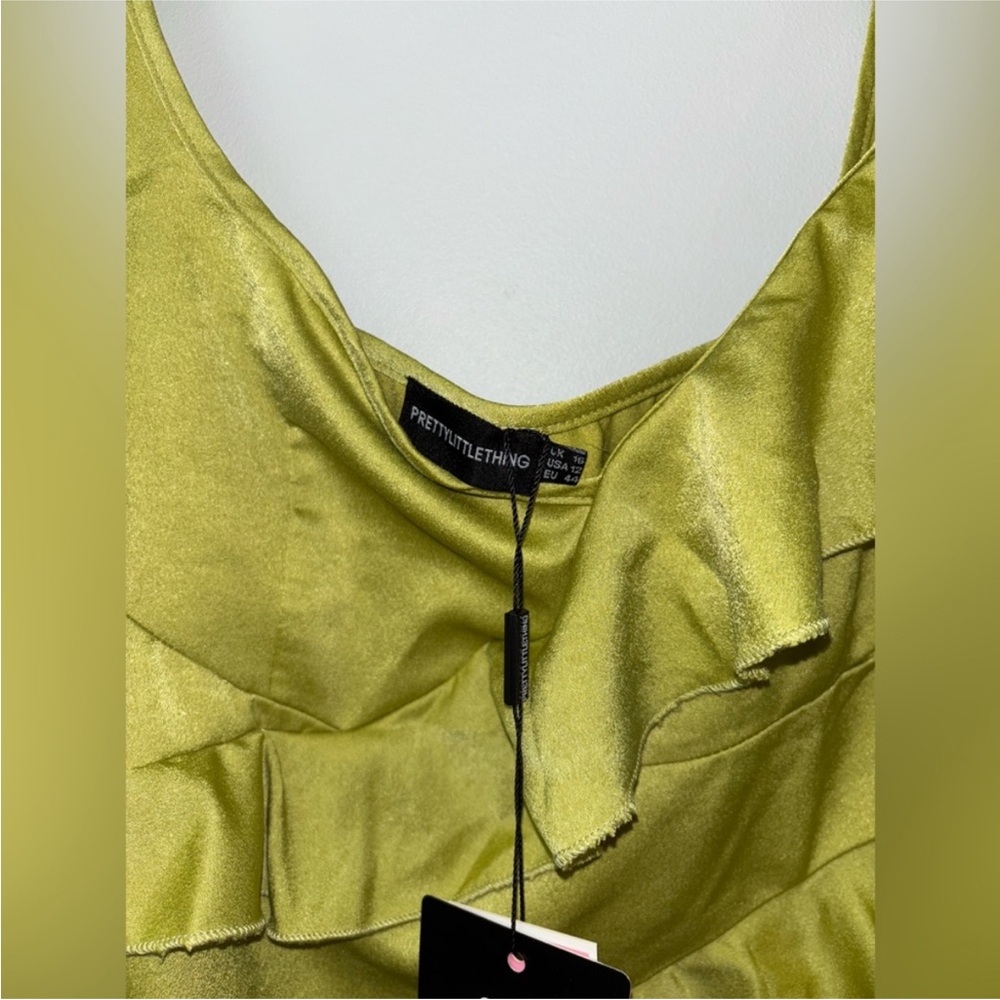 PrettyLittleThing Lime Green Ruffle Midi Dress - Picture 9 of 12